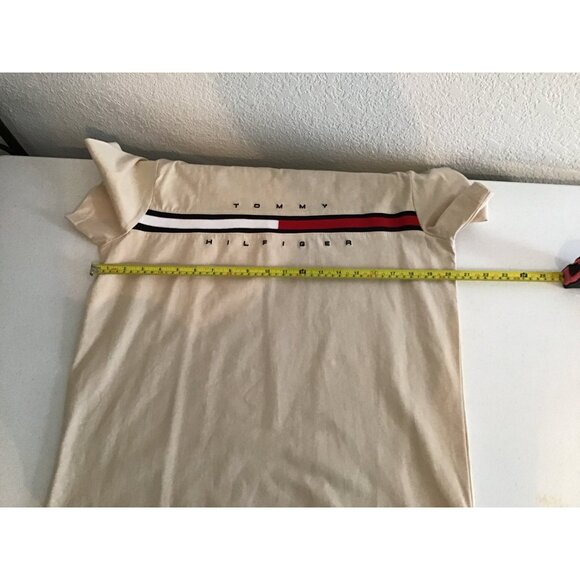 Tommy Hilfiger Mens Crewneck Logo T-Shirt L Beige SIZE L - Picture 5 of 7